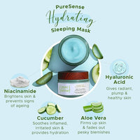 PureSense Hydrating Sleeping Mask - Cucumber & Hyaluronic Acid, For Soft, Supple Skin, 50 g