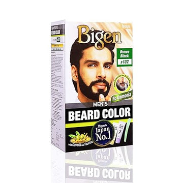 Bigen Men's Beard Color, 40g - Brownish Black B102 (Pack of 1) 40g + 40g