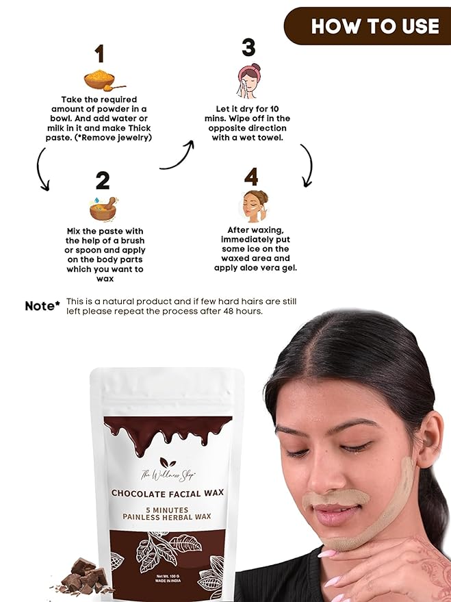 The Ayurveda Rituals Chocolate Facial Wax- 5 Min Painless Face Wax Powder 100g