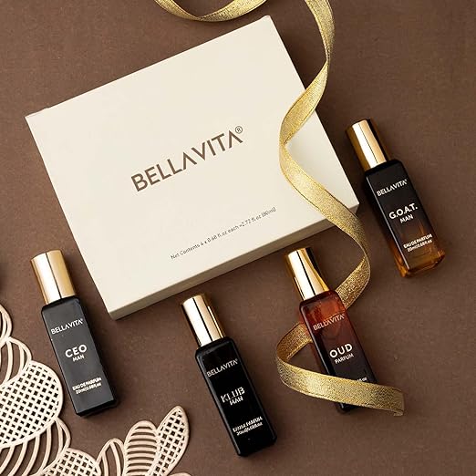 Bella Vita Luxury Man Perfume Gift Set 4 x 20 ml for Men with KLUB, OUD, CEO, G.O.A.T Perfume | Woody, Citrusy Long Lasting EDP Fragrance Scent