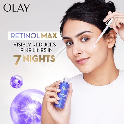 Olay Retinol24 Max Night Serum l Visibly Reduces Fine Lines in 7 Nights | Max Repair, Max Hydration l No Redness or Irritation | Fragrance Free l Normal, Oily, Dry and Combination Skin l 30ml