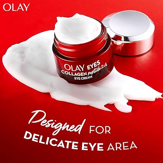 Olay eye cream | Reduces Dark Circle, Wrinkles and Puffiness | With Peptides and Niacinamide | Normal, Oily, Dry & Combination Skin l Paraben & Sulphate free | 15ml (Collagen Peptide 24)