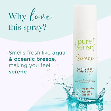 PureSense Cool Vibes Deodorant Body Spray for Women | Long Lasting Fragrance | Aluminium Free | No Gas | Fresh and Refreshing | 150ml