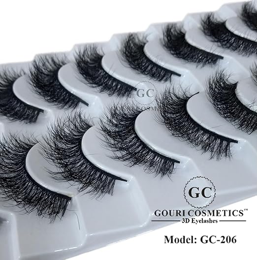 GOURI COSMETICS™ 3D FALSE EYELASHES - False Eyelashes for Women - (10 Pair Pack)