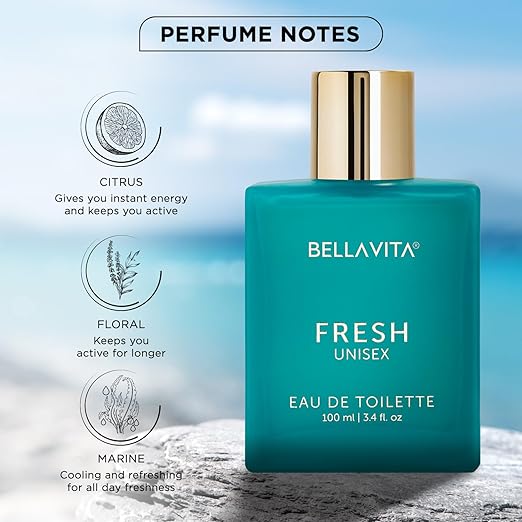 Bella Vita Luxury FRESH Unisex Eau De Toilette Perfume with Bergamot, Lavender,Ylang Ylang|Premium, Long Lasting Fresh Fragrance for Men & Women, 100ML