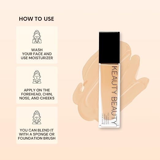 KEAUTY BEAUTY FULL COVERAGE LONG WEAR FOUNDATION 30ml