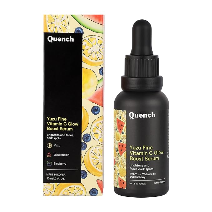 QUENCH Yuzu Fine Vitamin C Glow Boost Korean Serum | Face Serum for Glowing Skin| Brightens & Fades Dark Spots| with Yuzu & Watermelon (30ml)