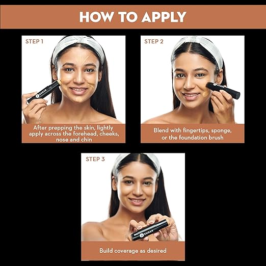 SUGAR Cosmetics Ace Of Face Foundation Stick with In-Built Brush | Lasts 24hrs | Full Coverage Foundation for Women | 7gm