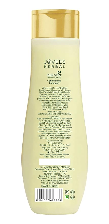 Jovees Keratin Hair Balance Conditioning Shampoo Exfoliates and Renews Scalp For Healthy Hair 300 ml