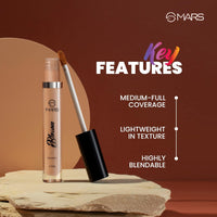 MARS Blossom liquid Concealer | Lightweight With Full Coverage | Highly Blendable Concealer for Face Makeup | Crease Resistant Formula (4.5 ml) (09 Yellow)