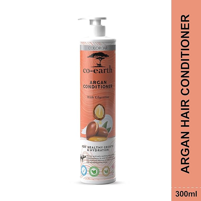 Colorbar Co-Earth Argan Conditioner 300ml I Goodness of Argan Oil I Nourishing and smoothening properties I Frizz free experience and makes the hair soft, shiny