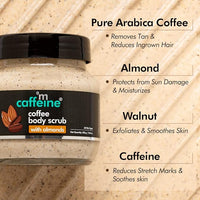 mCaffeine Almond & Coffee Body Scrub for Tan Removal | Creamy Bathing Body Scrub for Dry Skin | Exfoliating Scrub for Body for Women & Men - 200gm