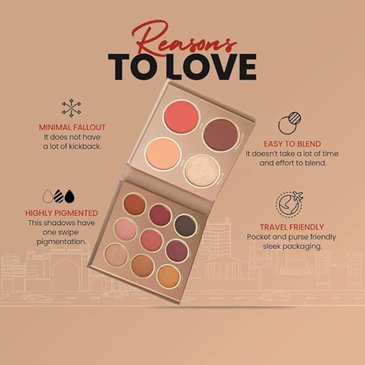 MARS The City Paradise Makeup Kit | Highly Pigmented and Blendable | 9 Eyeshadow Palette with 1 Highlighter, Blusher, Bronzer & Compact Powder each (16.0 gm) (05-Lucknow)