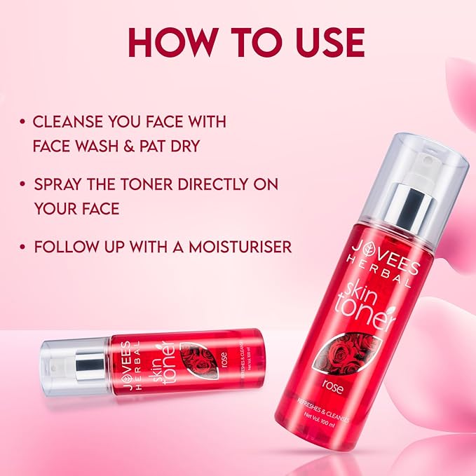 Jovees Herbal Rose Skin Toner For Refreshing Youthful Skin, Tightens Pores, Healthy Glow | Face Mist & Toner For Normal to Dry Skin | Paraben, Alcohol And Chemical Free- 200ml