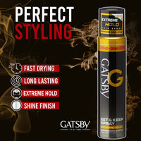 Gatsby Extreme Hold Set & Keep Spray Maintains Sold Style 250ml