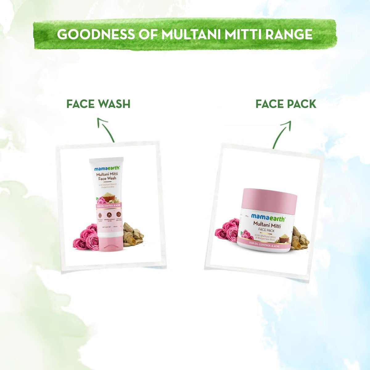 Mamaearth Multani Mitti Face Wash with Multani Mitti & Bulgarian Rose For Oil Control & Acne 100ml