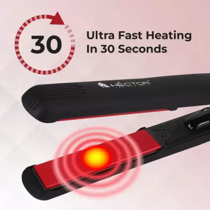 HECTOR PROFESSIONAL STRAIGHTENER 230° C HT-03 CERAMIC BLACK WITH RED PLATE 400 GMS