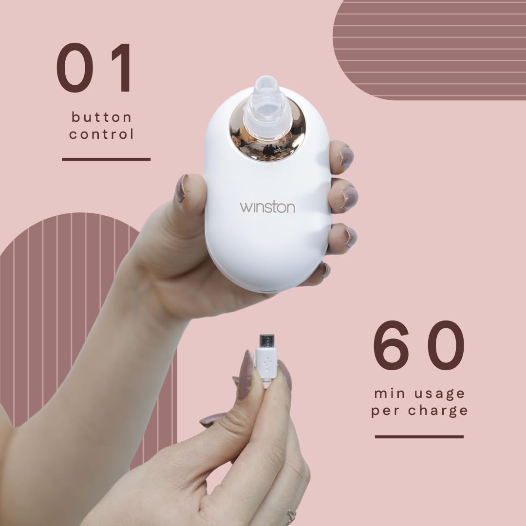 Winston Rechargeable Electric Blackhead Remover Machine for Men and Women - 60 Min Runtime | Acne, Pore Cleaner, Whitehead Remover with 5 Suction Heads for...