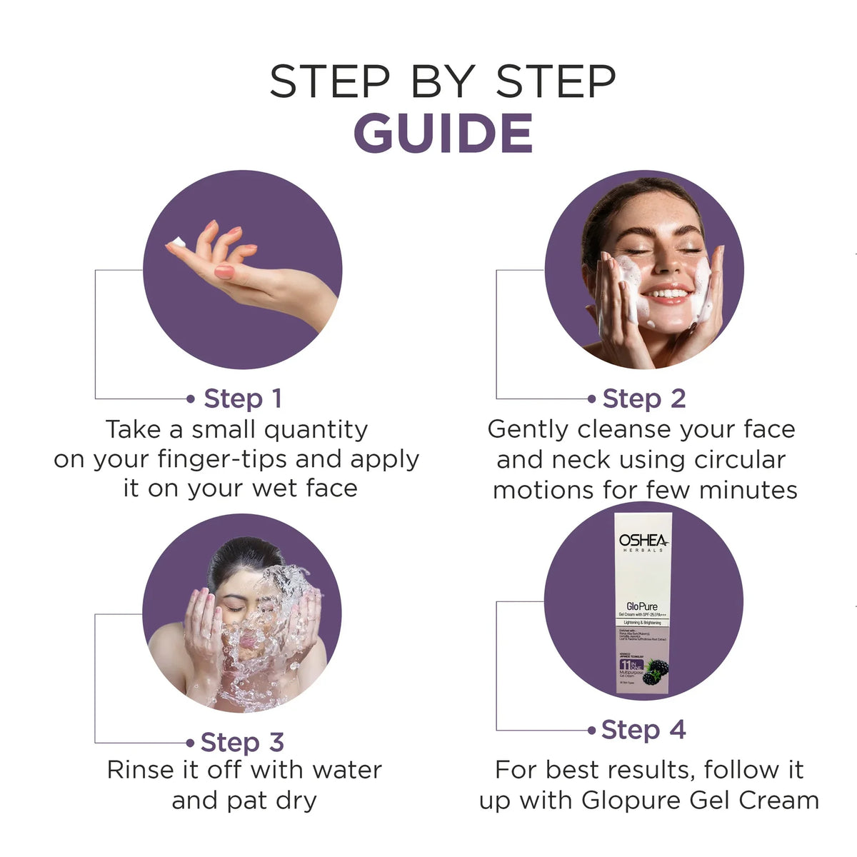 Oshea Herbals Glopure Lightening and Brightening Foaming Cleanser 3 in One Deep Cleansing,Lighten and Brighten,Gentle Exfoliation All Skin Types 100ml