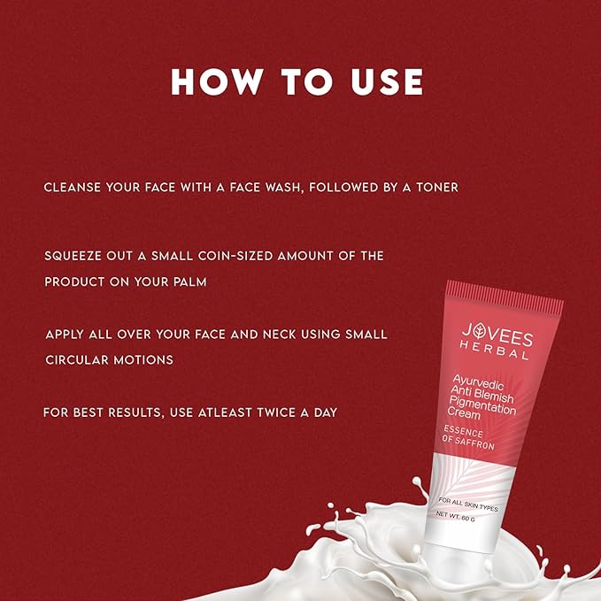 Jovees Herbal Anti-Blemish Pigmentation Cream Essence Of Saffron | For All Skin Types - 60g