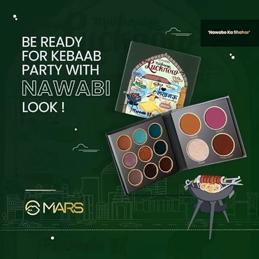 MARS The City Paradise Makeup Kit | Highly Pigmented and Blendable | 9 Eyeshadow Palette with 1 Highlighter, Blusher, Bronzer & Compact Powder each (16.0 gm) (05-Lucknow)