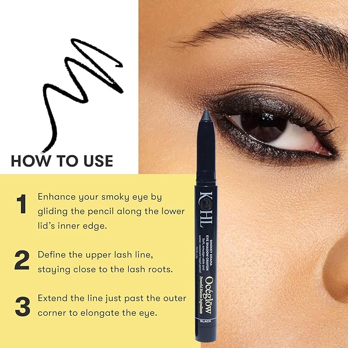 OCEGLOW KOHL KAJAL POWERFUL MARINE INGREDIENTS SMOKEY DRAMA EYE SHADOW CRAYON BLACK 1.8G