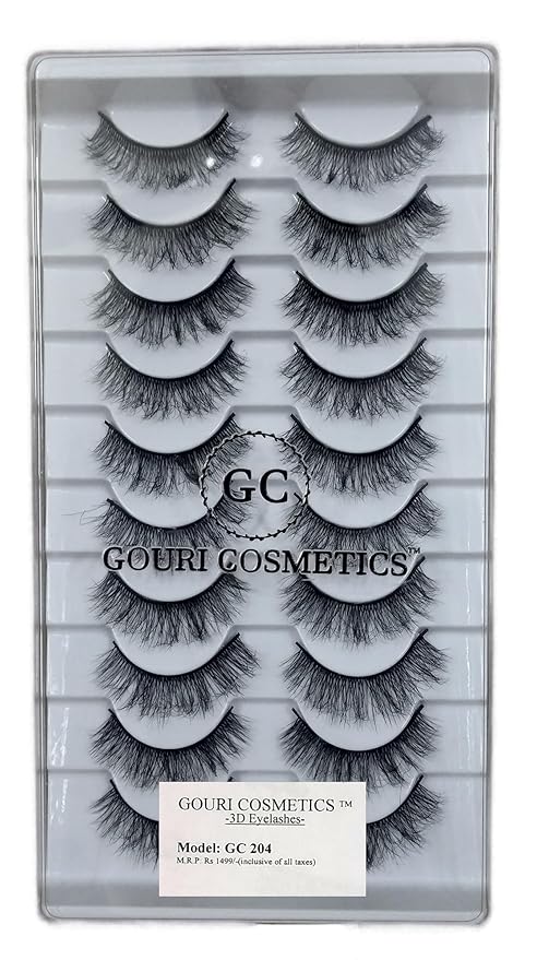 GOURI COSMETICS™ 3D FALSE EYELASHES - False Eyelashes for Women - (10 Pair Pack)