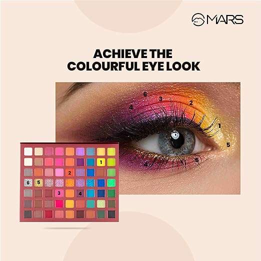 MARS Eyes Can Kill Eyeshadow Palette with 63 Bright Colors | Highly Pigmented, Blendable and Buildable with Minimal Fallout (63gm)