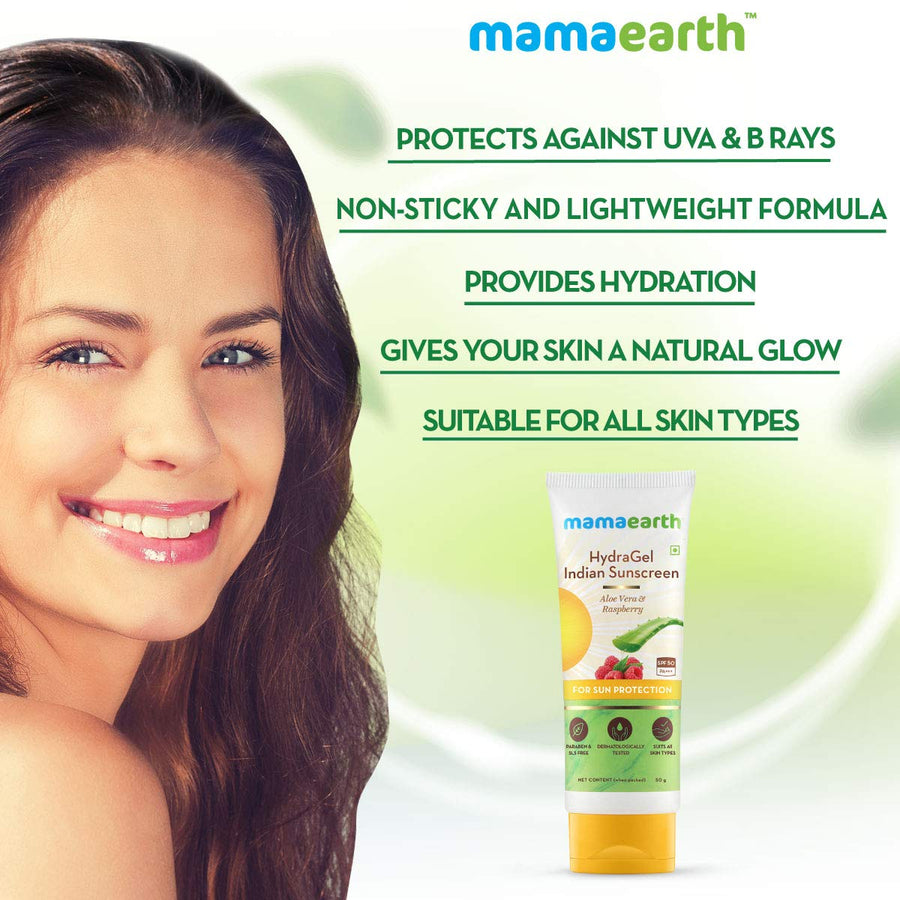 Mamaearth Hydragel Indian Sunscreen SPF 50 With Aloe Vera 50g