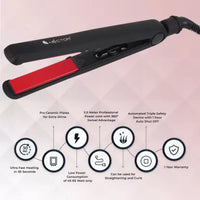 HECTOR PROFESSIONAL STRAIGHTENER 230° C HT-03 CERAMIC BLACK WITH RED PLATE 400 GMS