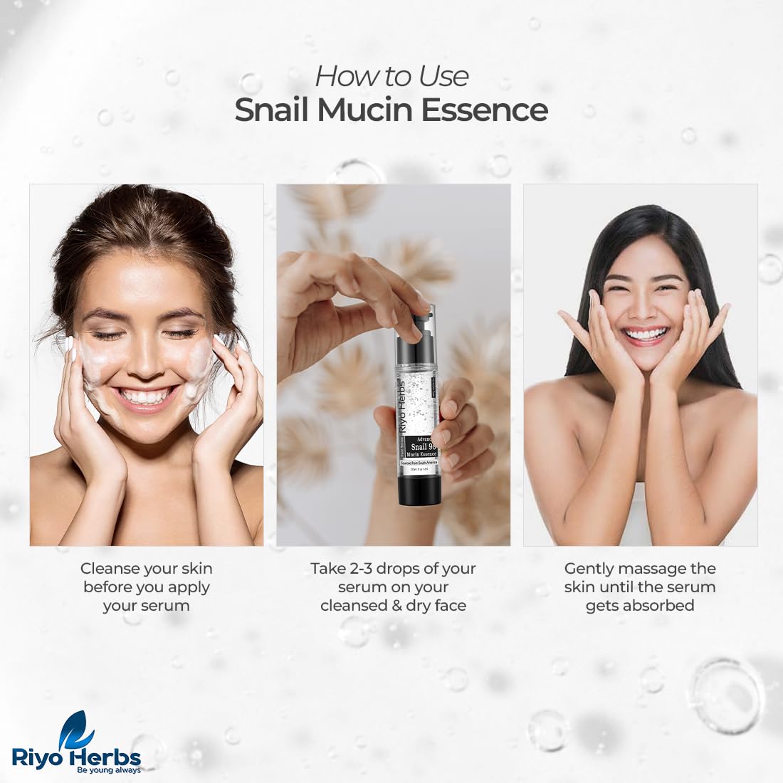 Riyo Herbs Advanced Snail Mucin 98 Essence Serum 50ml | Enrich with Hyaluronic Acid and Lactic Acid For Glowing & Hydrating Skin | Korean Skincare