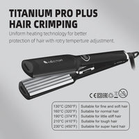 Hector Titanium Pro Plus Hair Crimper with Fast Heatup for Women, Black