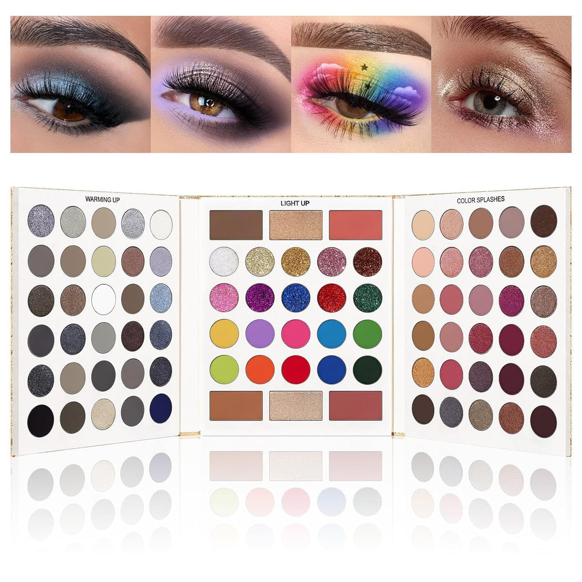 UCANBE Pretty All Set 3 Eyeshadow Palette, All Set 86 Colors Makeup Kit Matte Shimmer Eye Shadow Highlighters Contour Blush Powder All In One Makeup Palette 81.4g