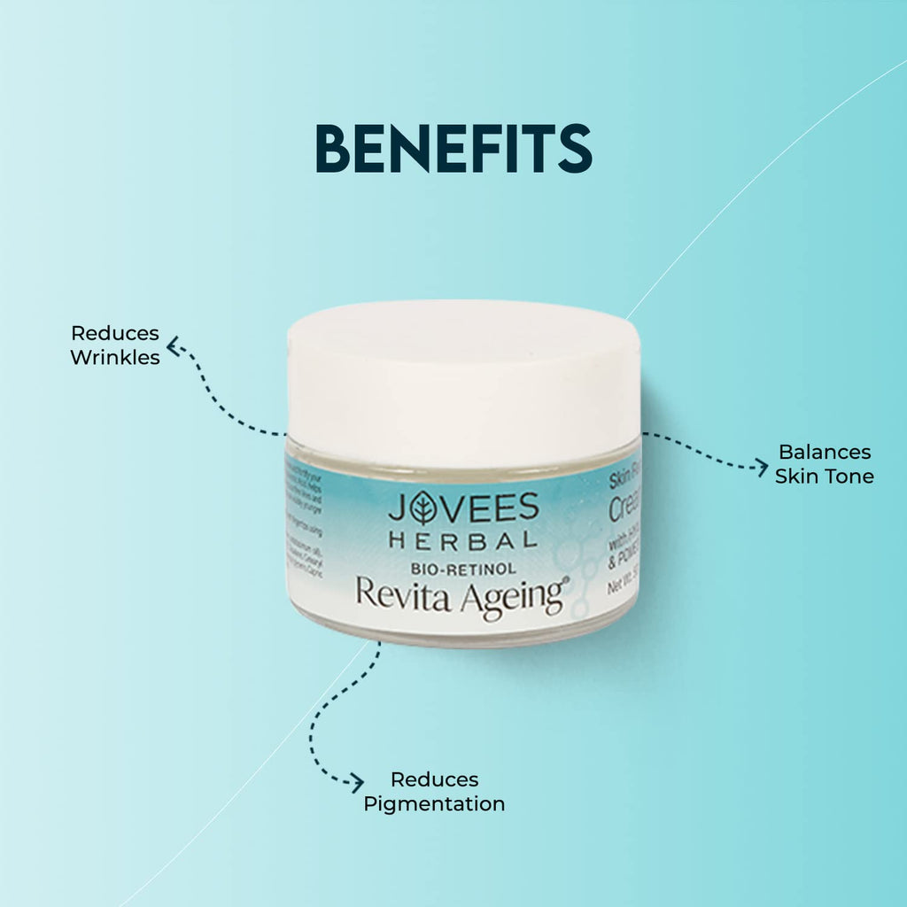 Jovees Herbal Bio-Retinol Revita Ageing Face Cream | Made with Eco-Certified Bio-Retinol | Reduce Sign of Ageing, Hyperpigmentation & Improves Uneven Skin Tone 50g