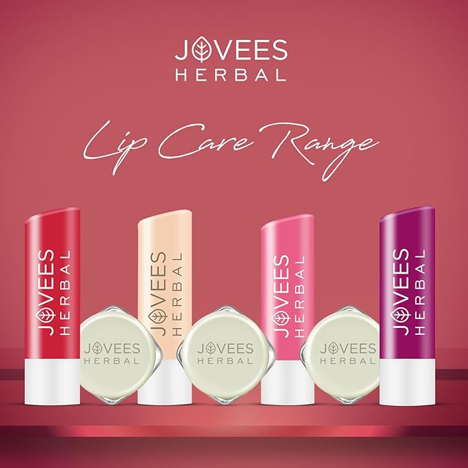 Jovees Herbal Sugar & Rose Petal Replenishing Lip Balm For Soft, Shiny and Glossy Lips | Lip Balm For Dark, Pigmented, Dry, Flaky Lips | 24 Hour Hydration | Rejuvenates Dry and Chapped Lips- 8g