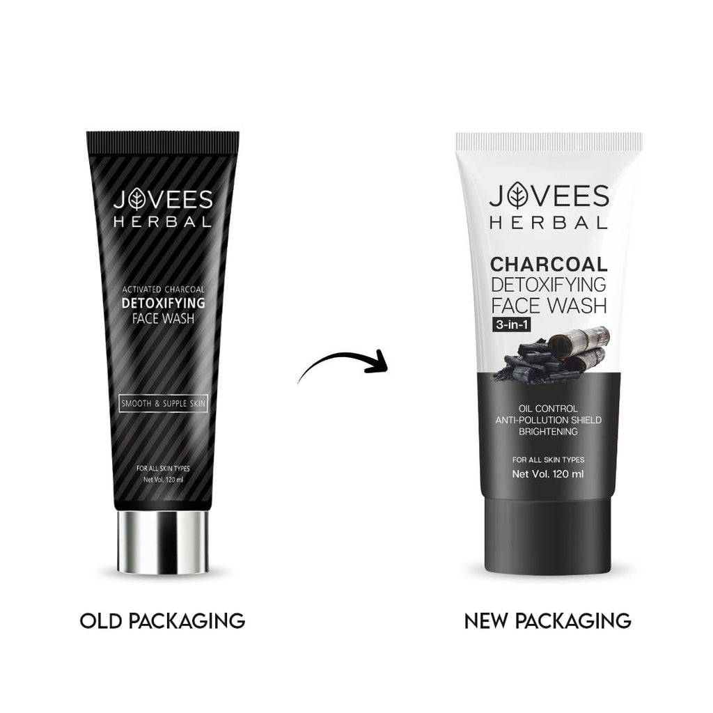 Jovees Herbal Activated Charcoal Detoxifying Face Wash For Anti Pollution, Deep Pore Cleansing, Oil Control, Removes Dirt & Impurities | Suitable for Acne Prone Skin 120 ML