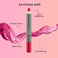 Lenphor Matte Crayon Lipstick Cruelty Free SMASHY PINK