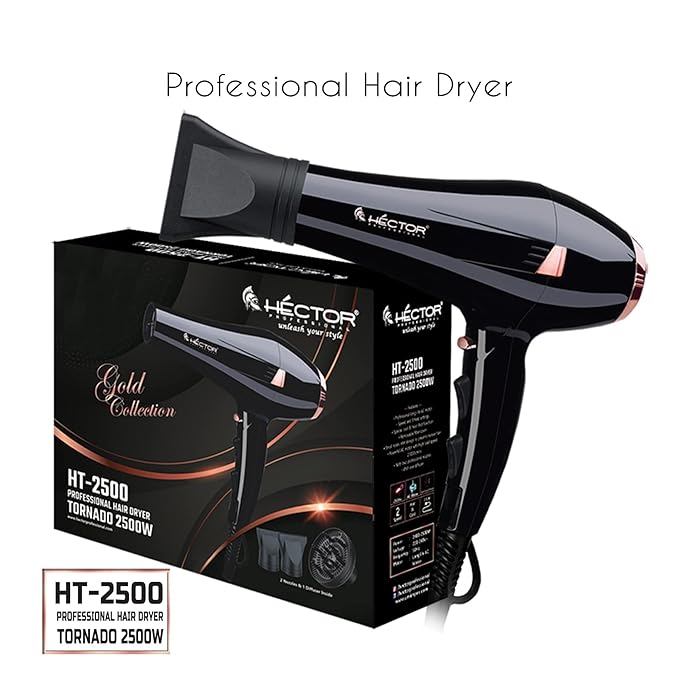 Hector Professional 2500 Watt Tornado Hair Dryer for Women Black