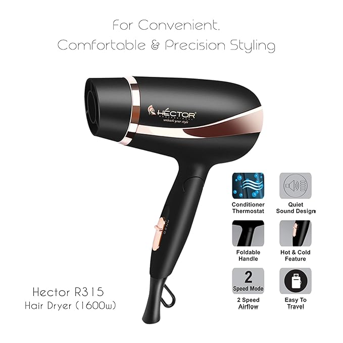 Hector Professional comfortable & Precision Styling Hair Dryer for Men and Women -1600 watt