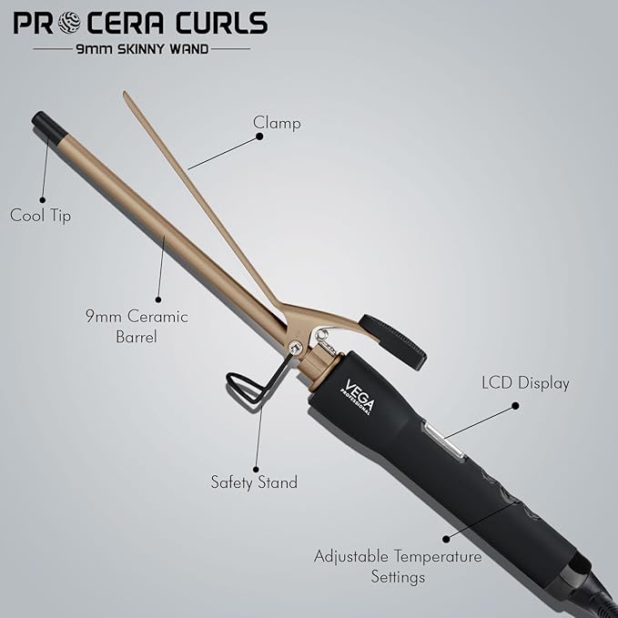 VEGA PROFESSIONAL Pro Cera Curls 9mm Skinny Wand