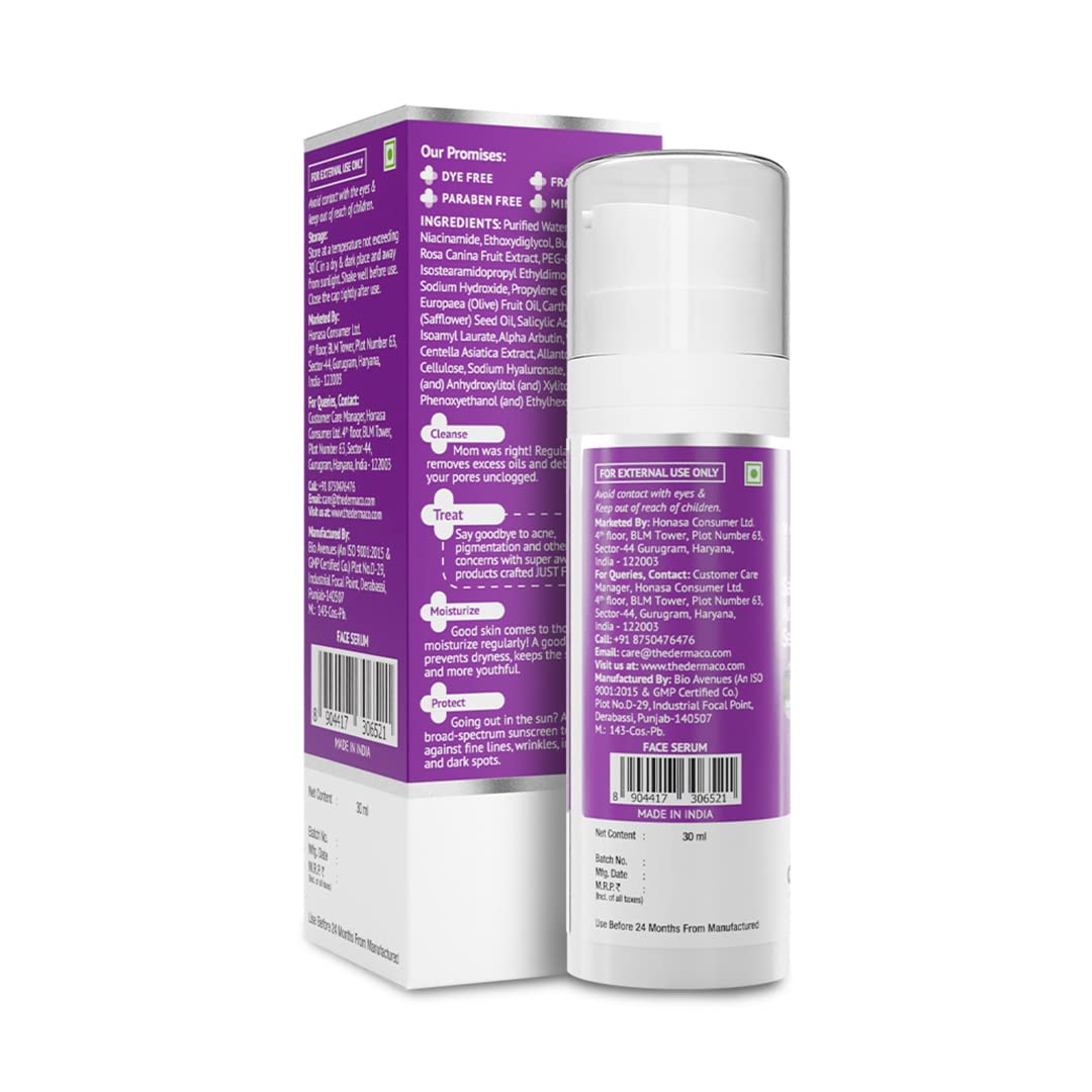 The Derma Co Sali-Cinamide Anti-Acne Face Serum I 2% Salicylic Acid & 5% Niacinamide I Fights Active Acne & Treats Acne Marks I Serum For Acne Prone & Oily Skin I Power Of 2 Actives 30ml