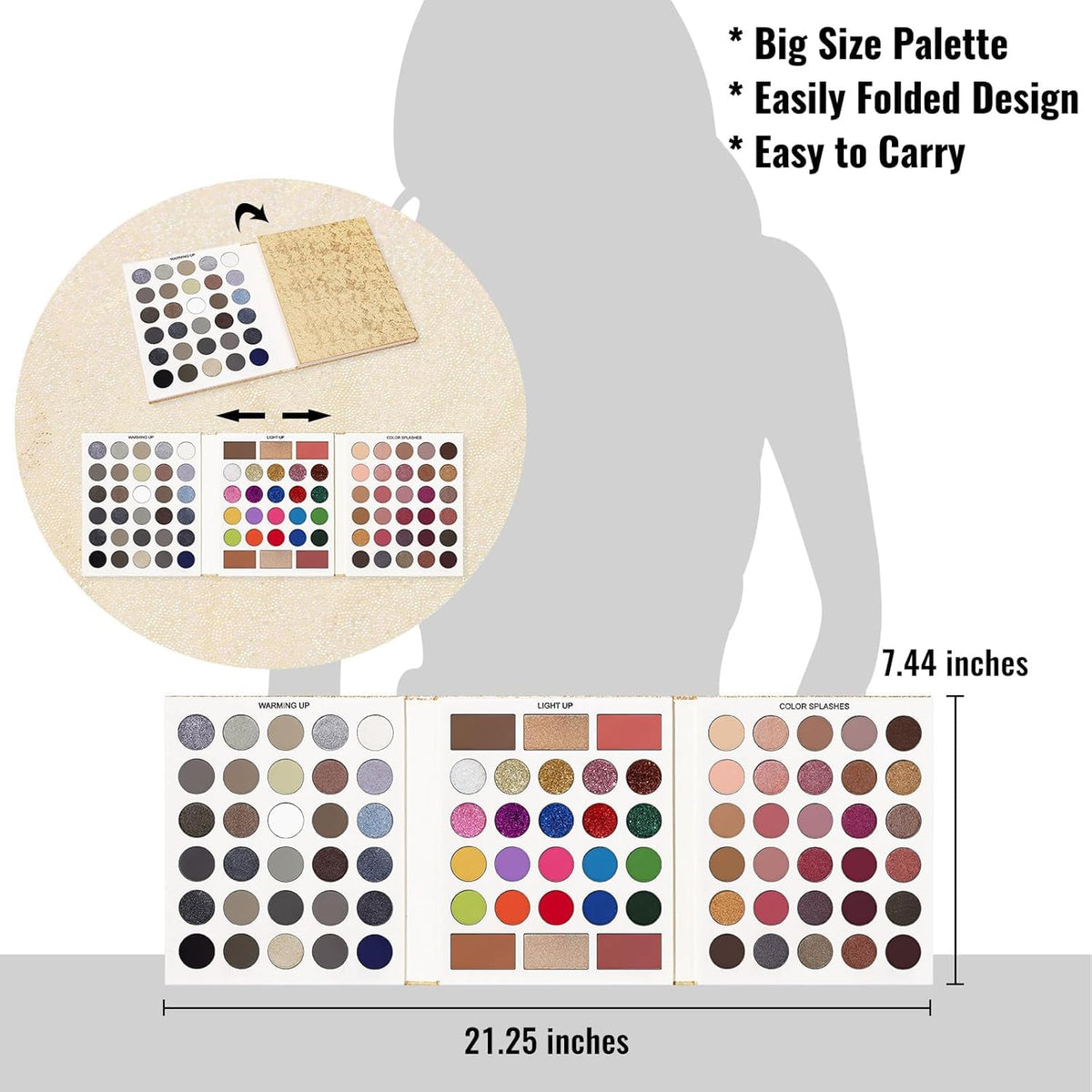 UCANBE Pretty All Set 3 Eyeshadow Palette, All Set 86 Colors Makeup Kit Matte Shimmer Eye Shadow Highlighters Contour Blush Powder All In One Makeup Palette 81.4g