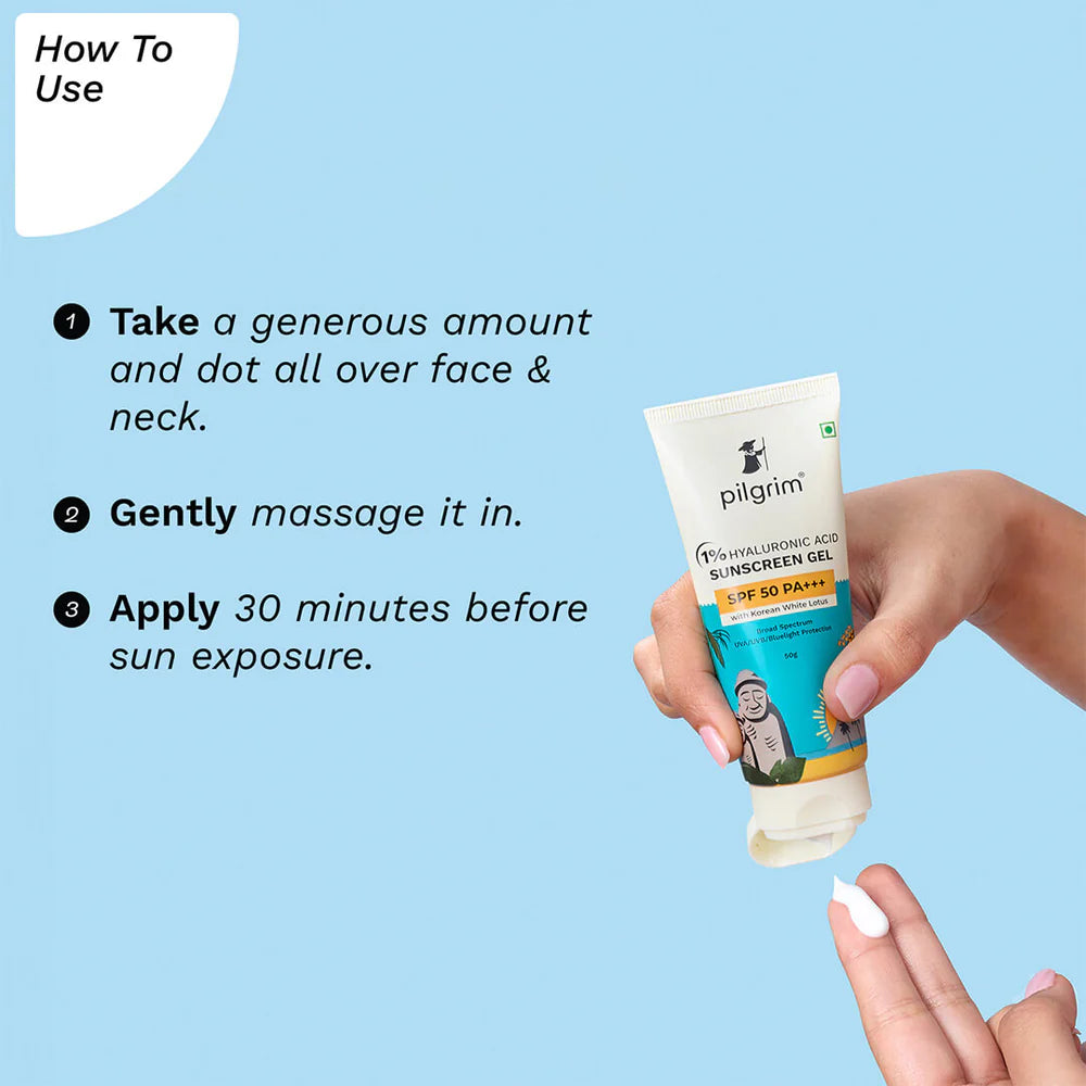PILGRIM 1% Hyaluronic Acid Sunscreen Gel SPF 50 PA+++ 50g