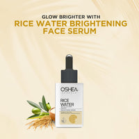Oshea Herbals Rice Water Brightening Face Serum for Men & Women | Hydrates Skin with Even Tone & Minimizes Pores | Enriched with Niacinamide & Vitamin E for Glowing Skin - 30ml