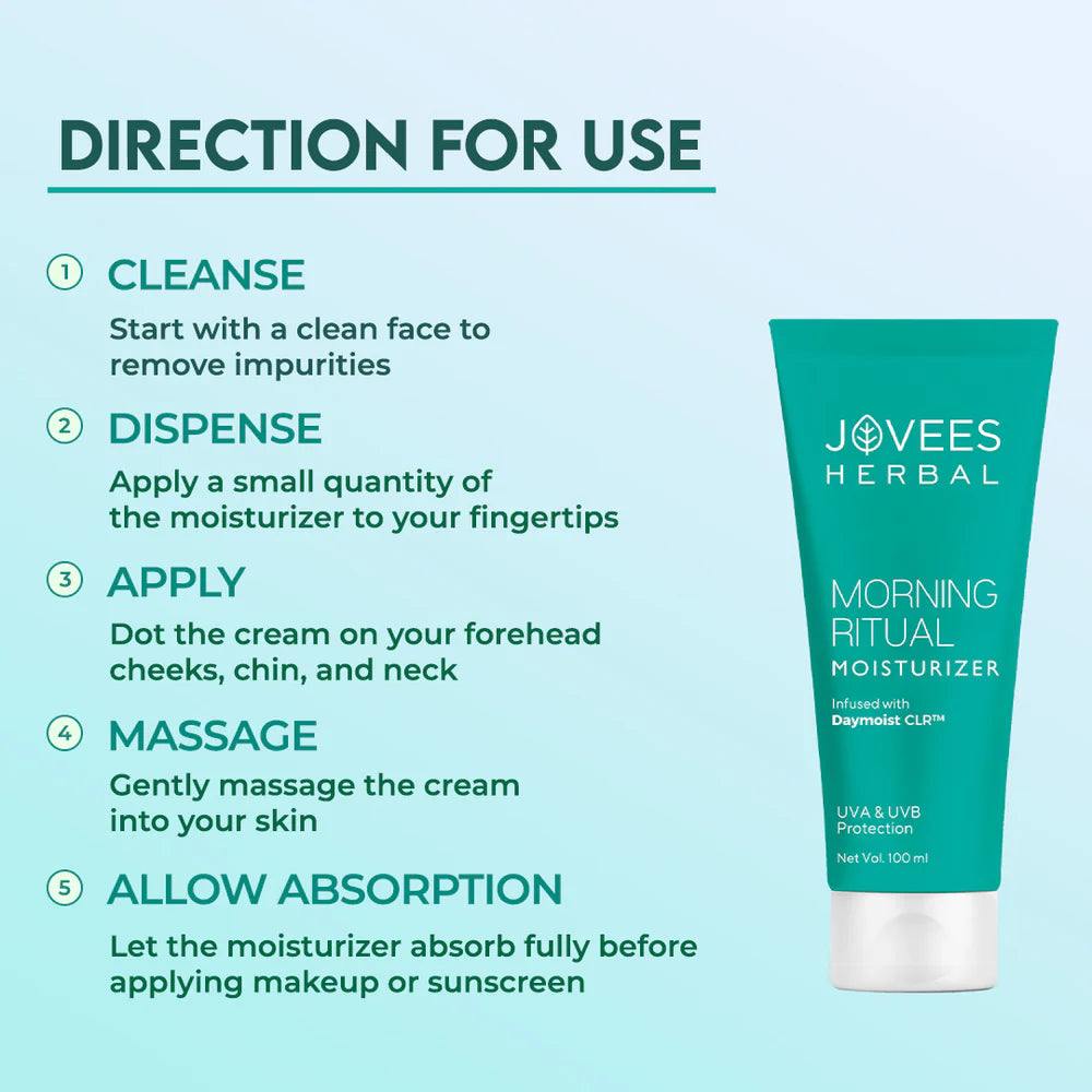 Jovees Morning Ritual Moisturizer Infused with Daymoist CLR | Prevents Dark Spots 100ml