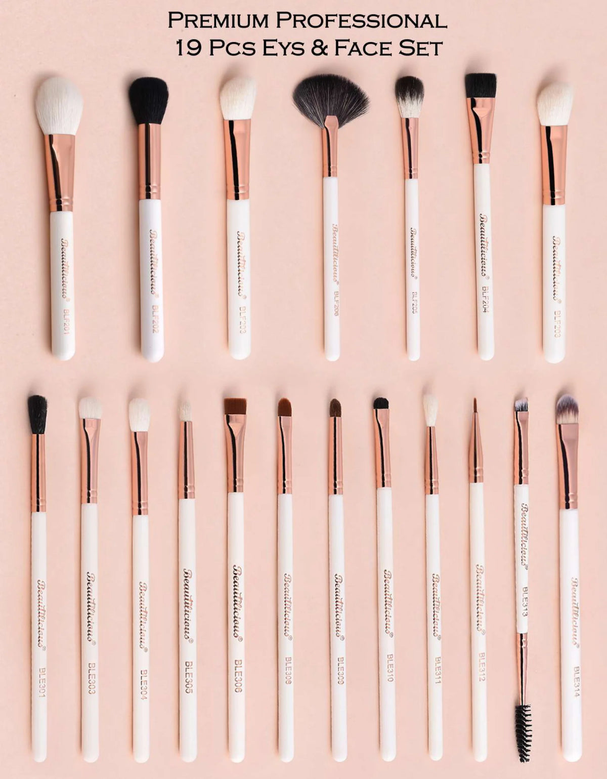 Beautilicious Brush Begin Beauty Essentials - 19 Pcs Eye & Face Set