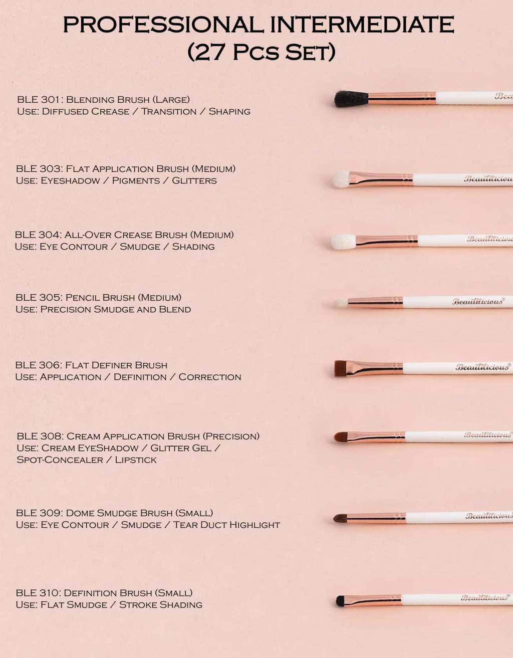 Beautilicious 27 Pcs Intermediate Brush Set+Kit