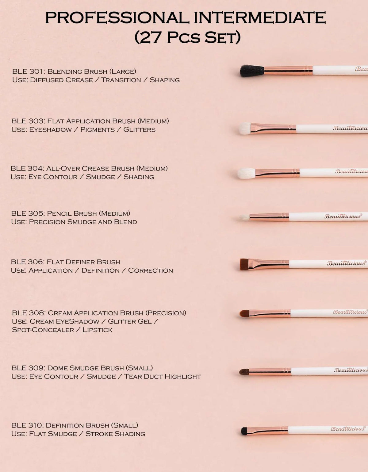 Beautilicious 27 Pcs Intermediate Brush Set+Kit