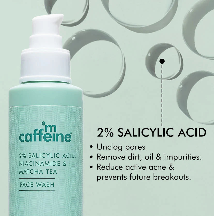 Mcaffine 2% Salicylic Acid Niacinamide & Matcha Tea Face Wash - 100 ml