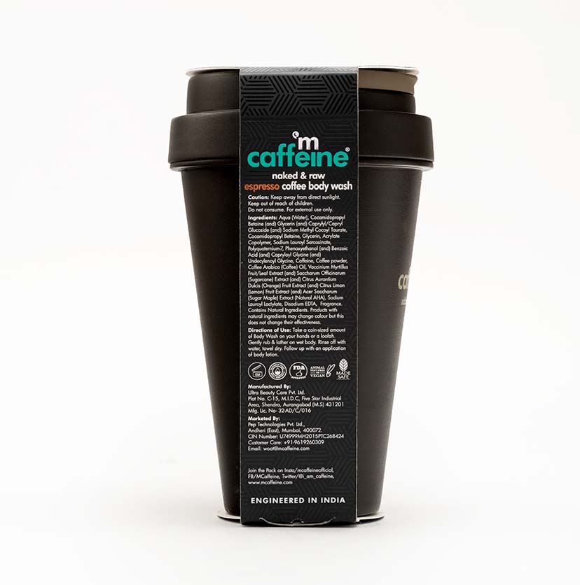 Mcaffine Naked & Raw Espresso Coffee Body Wash + Scrub with Natural AHA - 300ml